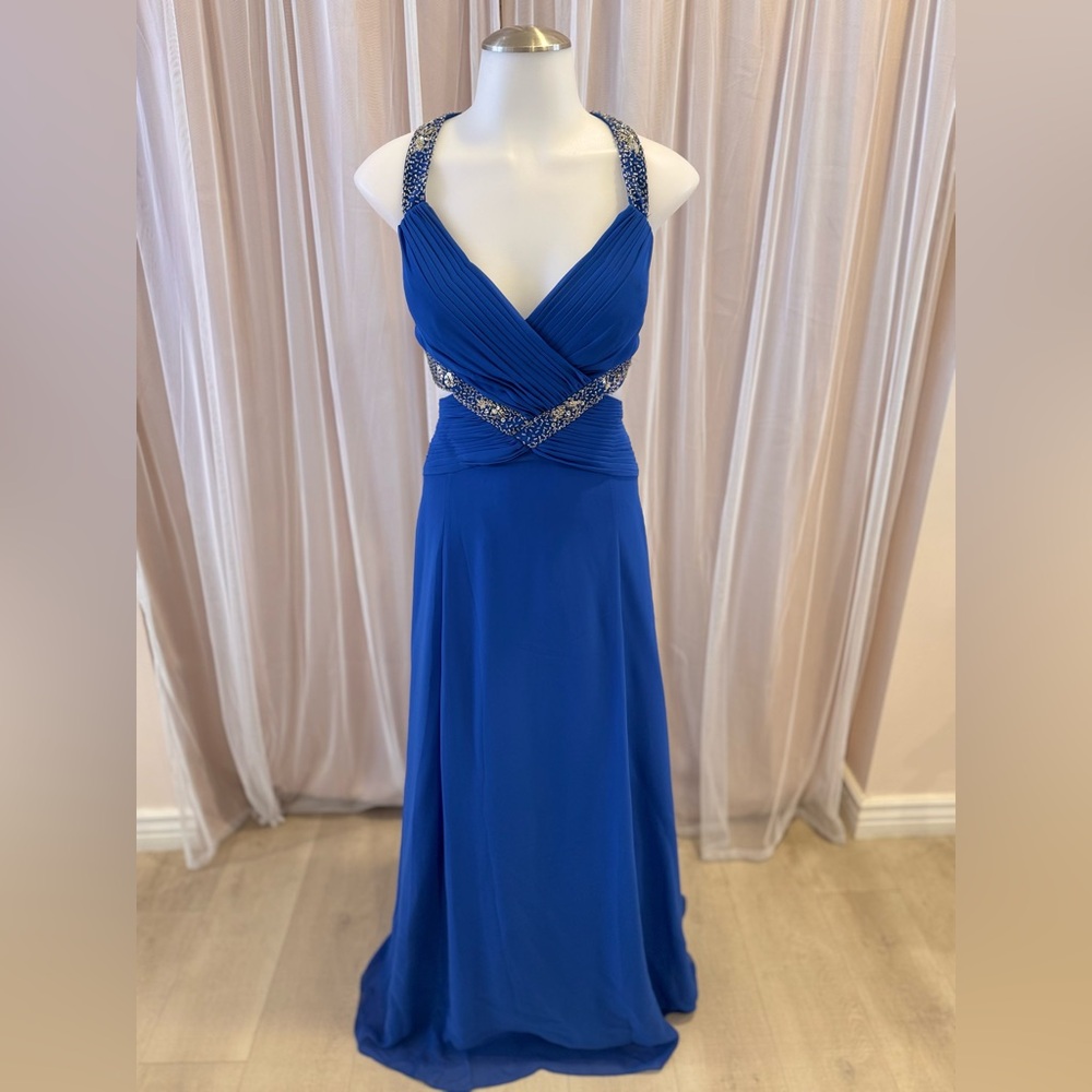 David’s Bridal Elegant Blue Evening Gown blue formal dress - Picture 2 of 11